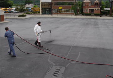 Sealcoating a Parking Lot